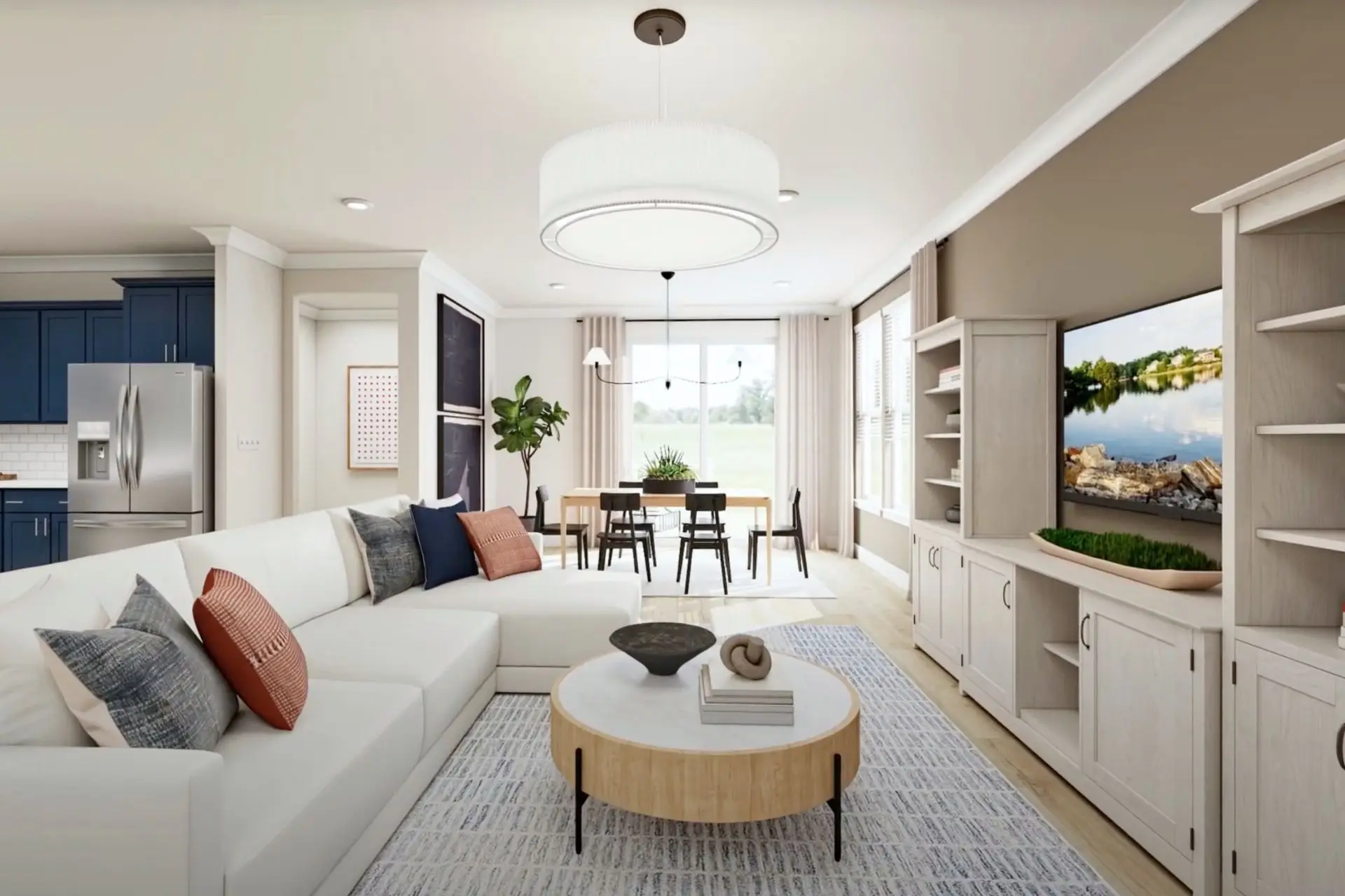 The open living room and dining room space in one of the Lennar Homes now selling at Greenleigh